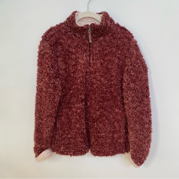 Weatherproof Jackets & Blazers - Weatherproof Vintage 1948 Cranberry Red‎ Faux Shearling Quarter Zip